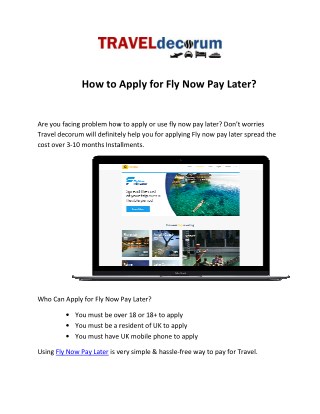 How to Apply for Fly Now Pay Later – Pay Monthly Flights?