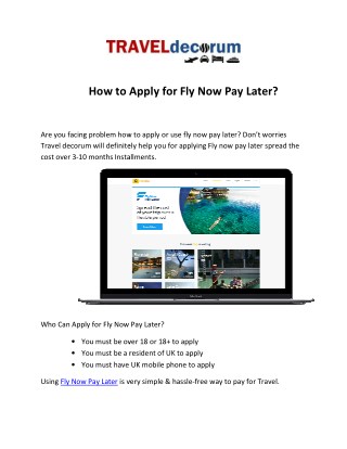 How to Apply for Fly Now Pay Later – Pay Monthly Flights?