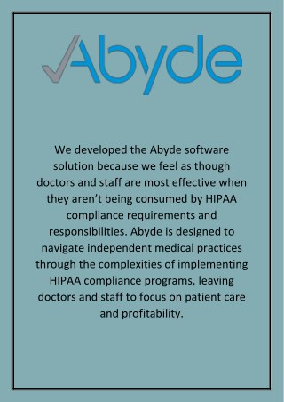 HIPAA Compliance Programe - Abyde