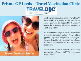 Private GP Leeds – Travel Vaccination Clinic