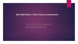 NSG 5000 Week 1 Role of Nurse Administrator