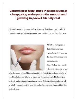 Carbon laser facial price in mississauga at cheap price