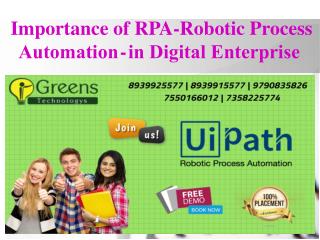 Importance of RPA-Robotic Process Automation - in Digital Enterprise
