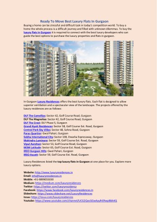 Ultra Luxury Flats In Gurgaon | Luxury Residences