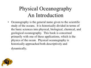 Physical Oceanography An Introduction