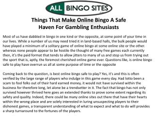 Things That Make Online Bingo A Safe Haven For Gambling Enthusiasts