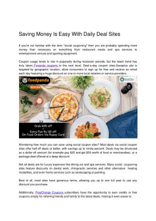 Saving Money Is Easy With Daily Deal Sites