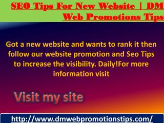 SEO Tips For New Website | DM Web Promotions Tips