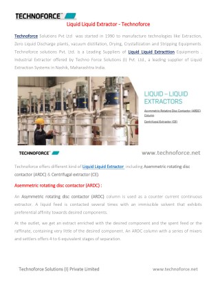 Liquid Liquid Extractor - Technoforce