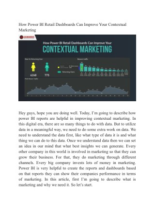 How Power BI Retail Dashboards Can Improve Your Contextual Marketing