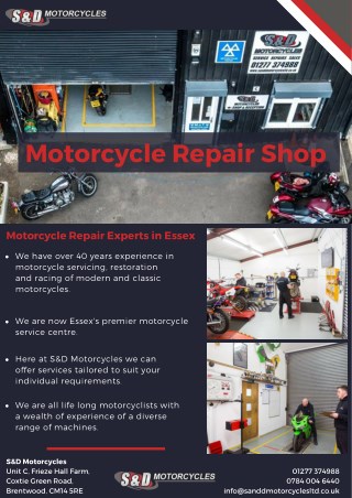 Motorcycle Repair Shop - S&D Motorcycles