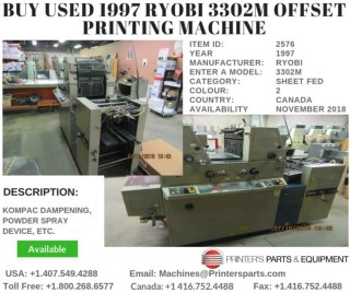 Buy Used 1997 Ryobi 3302M Offset Printing Machine