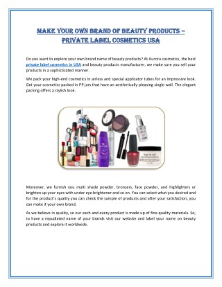 Make your own brand of beauty products – private label cosmetics USA
