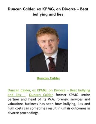 Duncan Calder, ex KPMG, on Divorce