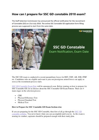 SSC GD Constable Selection Process