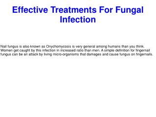 Effective Treatments For Fungal Infection