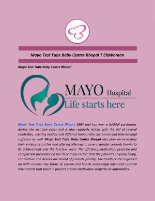 Mayo Test Tube Baby Centre Bhopal | ElaWoman
