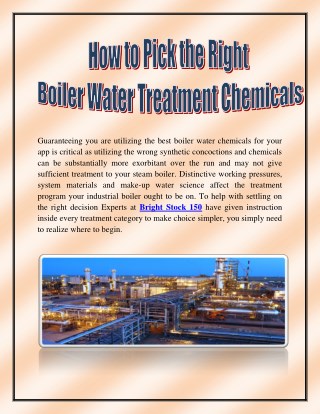How to Pick the Right Boiler Water Treatment Chemicals