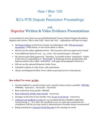 I Won 10X in BC's RTB Dispute Resolution Proceedings