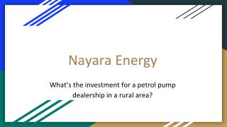What’s the investment for a petrol pump dealership in a rural area?