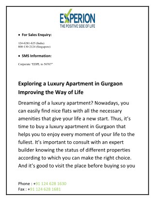 Exploring a Luxury Apartment in Gurgaon Improving the Way of Life