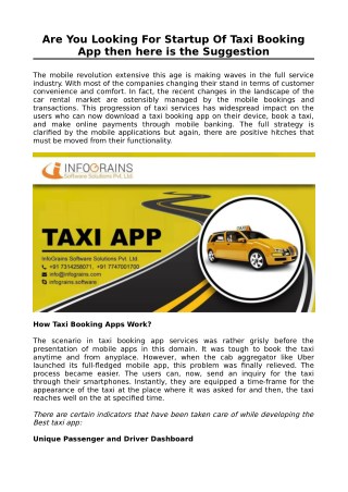 Are You Looking For Startup Of Taxi Booking App then here is the Suggestion
