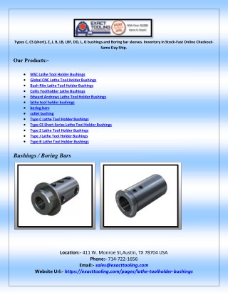 Type L Lathe Tool Holder Bushings