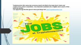 Blockchain, ICO’s and Crypto Jobs, Careers & Recruitment - Cryptoknowmics