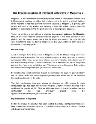 The Implementation of Payment Gateways in Magento 2