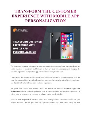 Transform The Customer Experience With Mobile App Personalization
