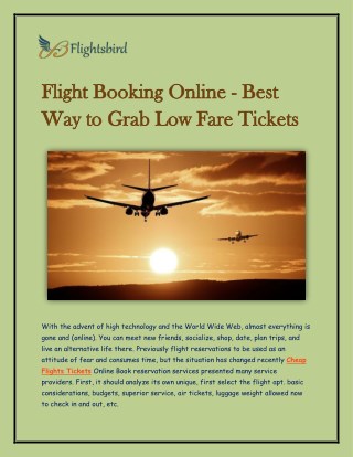 Cheap Flights Tickets - Best Way to Grab Low Fare Tickets