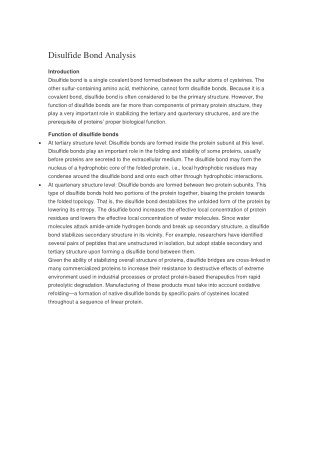 Disulfide Bond Analysis