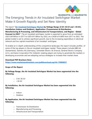 The Emerging Trends in Air Insulated Switchgear Market Make It Growth Rapidly and Set New Identity