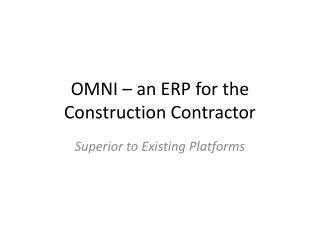 OMNI ERP- Best ERP For Construction| ERP for Contractors| ERP Software For Contractors India| ERP For Project Based Busi