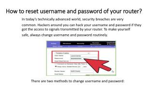 How to reset username and password of your router?