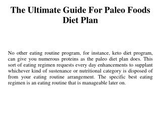 The Ultimate Guide For Paleo Foods Diet Plan