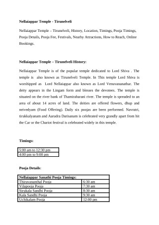Nellaiappar Temple pooja Timings,fees - Tirunelveli,Tamil Nadu