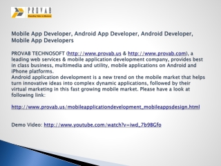 Mobile App Developer, Android App Developer