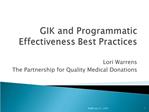 GIK and Programmatic Effectiveness Best Practices