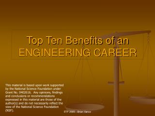 Top Ten Benefits of an ENGINEERING CAREER
