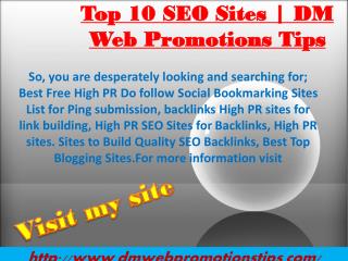 Top 10 SEO Sites | DM Web Promotions Tips
