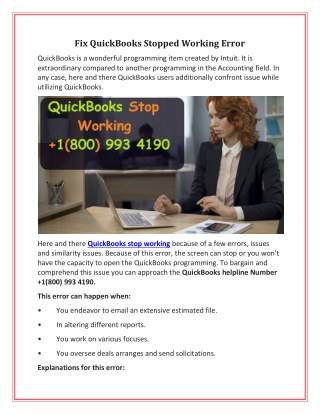 Fix QuickBooks Stopped Working Error