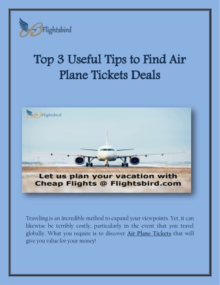 Top 3 Useful Tips to Find Air Plane Tickets Deals