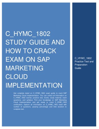 C_HYMC_1802 Study Guide and How to Crack Exam on SAP Marketing Cloud Implementation Certification Exam