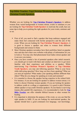 Find Christian Women Speakers at goaspeakers.com