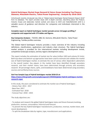 Hybrid Switchgear Market Huge Demand & Future Scope Including Top Players: Siemens, Mitsubishi Electric, Taikai Power En