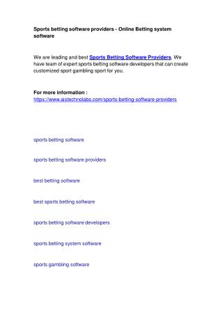 Sports betting software providers - Online Betting system software