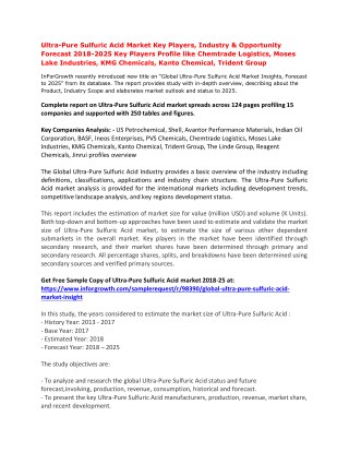 Ultra-Pure Sulfuric Acid Market Key Players, Industry & Opportunity Forecast 2018-2025 Key Players