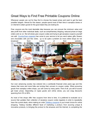 Great Ways to Find Free Printable Coupons Online