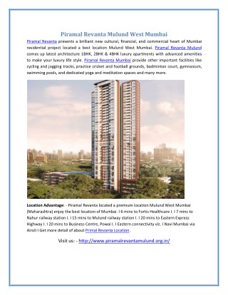 Piramal Revanta Luxury Residency Mulund West Mumbai